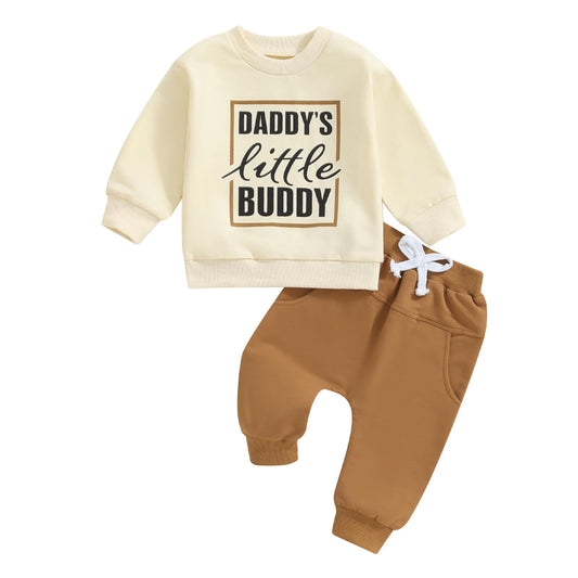 Toddler Baby Boy Fall Clothes Letter Print Long Sleeve Sweatshirt Elastic Pants Cute Kids Winter Outfits