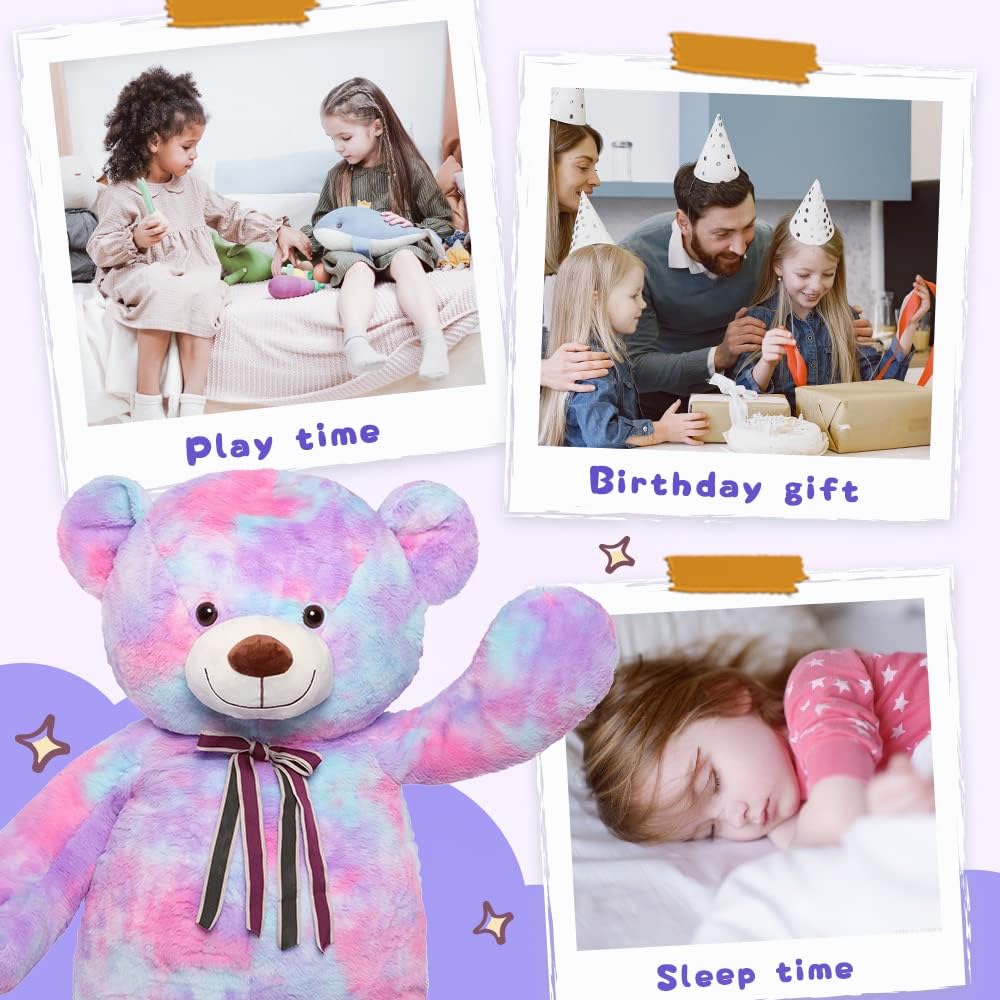 Tezituor 59" Gaint Teddy Bear Stuffed Animal,5ft Life Size Big Teddy Bears,Light Brown Cute Soft Plush Toy,Gifts for Kids Girls Boys Girlfriend Valentine,Christmas,Birthday,Baby Shower,Wedding Party