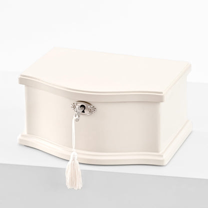 Wooden Musical Jewelry Box for girls with Mirror and Key Lock, Gift for Kids on Birthdays and Holidays (Pink, Small) (Beige, Small)