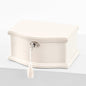 Wooden Musical Jewelry Box for girls with Mirror and Key Lock, Gift for Kids on Birthdays and Holidays (Pink, Small) (Beige, Small)