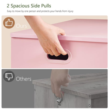 usikey 39.4” Storage Chest, Toy Box with 2 Safety Hinges, Toy Chest, Storage Bench for Bedroom, Supports 220 lb, for Living Room, Entryway, Pink