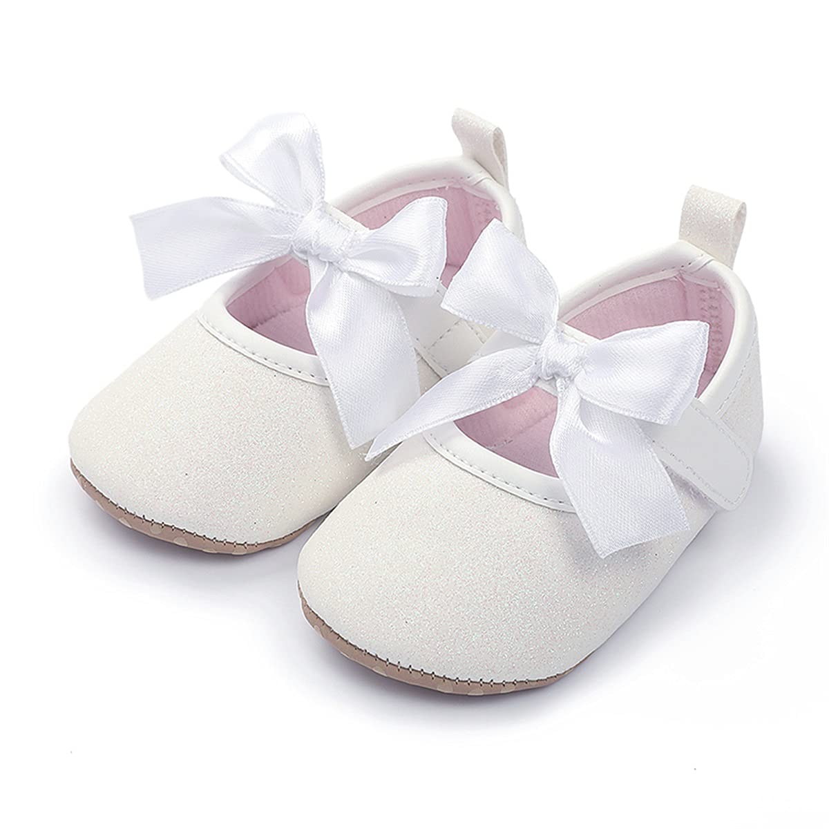 COSANKIM Baby Girls Mary Jane Flats Shoes Anti-Slip Rubber Sole Infant Toddler Princess Wedding Dress Shoes