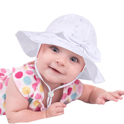 Baby Girl Sun Hat with UPF 50+ Outdoor Adjustable Beach Hat with Wide Brim Bucket Hats