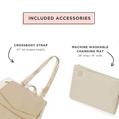 Freshly Picked Classic II Diaper Bag Backpack, Wipeable Vegan Leather With Changing Pad (Sage Green V2)