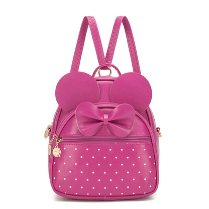 KL928 Girls Bowknot Polka Dot Cute Mini Backpack Small Daypacks Convertible Shoulder Bag Purse for Women