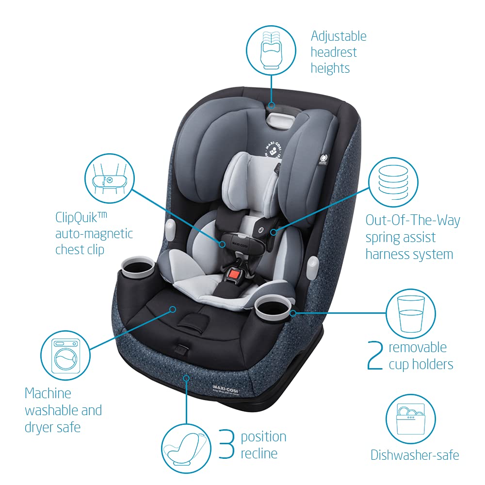 Maxi-Cosi Pria Max All-in-One Convertible Car Seat, Rear Facing Car Seat (4-40 lbs), Forward Facing Car Seat (22-65 lbs), High Back Booster Seat (40-100 lbs), Pure COSI, Desert Wonder