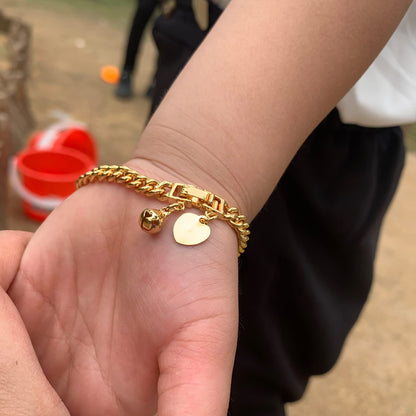 Ethlyn Baby Bracelets for boys Girls 18K Gold Plated Cuban Link Chain Bracelets for Boys Gift for Your Son