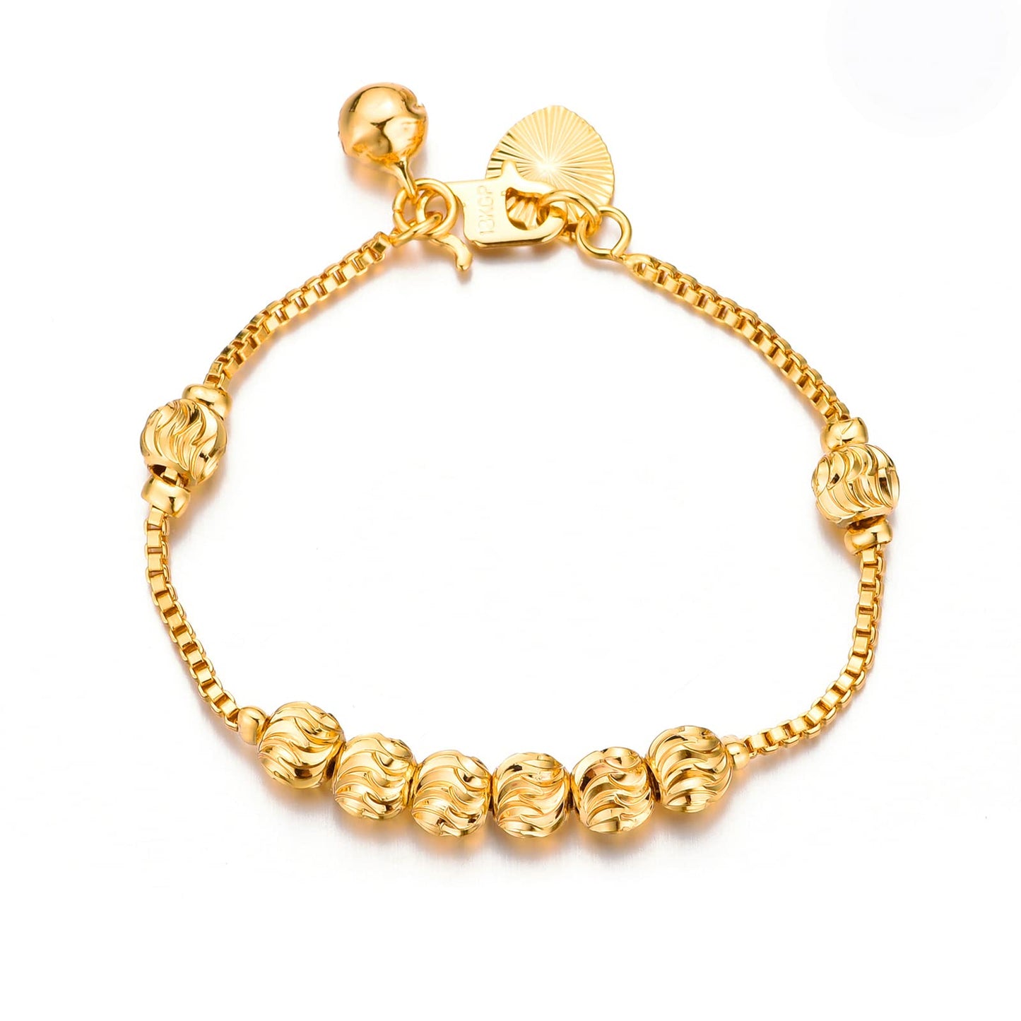 Ethlyn Baby Bracelets for girls 18K Gold Plated Beads Bracelets Bells Baby Girls Birthday Gifts