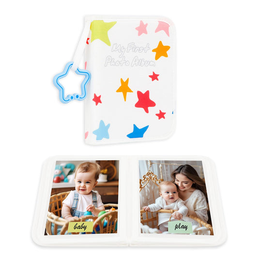 Baby's My First Photo Album for Baby Holds 21 4x6 Photos, Baby Photo Album Soft Cloth Family Book, My First Family Album for 4x6 Baby Shower Kids Toddlers Family Pictures, Toddler Photo Album (Blue)
