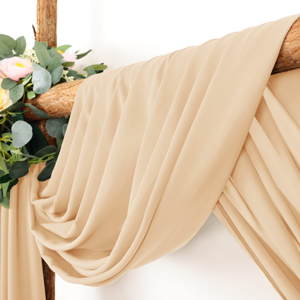 Wedding Arch Draping Fabric 2 Panels 30'' x 18FT Sage Green Sheer Chiffon Arch Drapery for Bridal Shower Backdrop Outdoor Party Church Ceremony