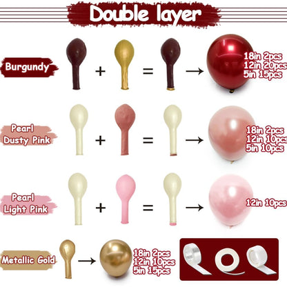 Dusty Pink Rose Balloon Garland Double Stuffed Mauve Light Pink Latex Blush Nude Beige Champagne Gold Balloon Arch Kit for Boho Birthday Baby Bridal Shower Neutral Wedding Party Decor