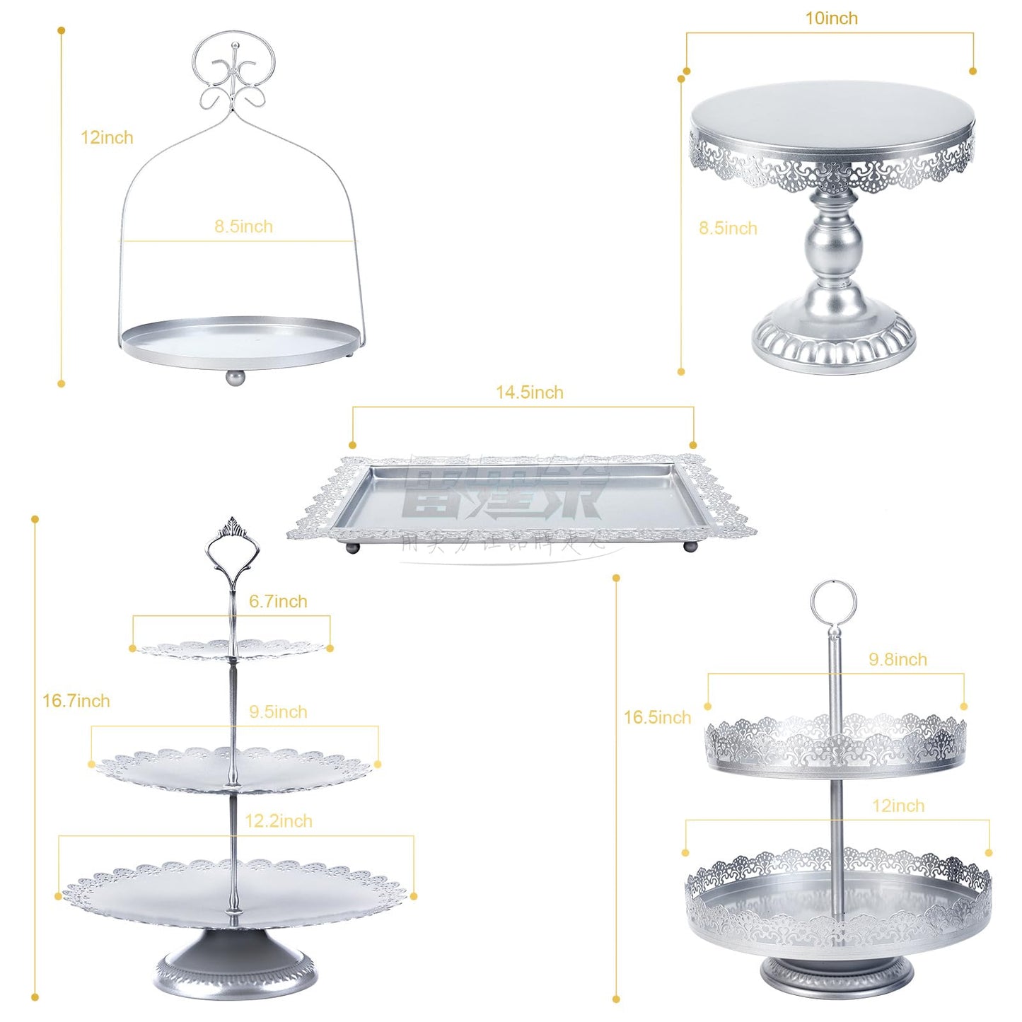 ZUMELER Gold 5Pcs Cake Stands Set Metal Round Cupcake Holder Cookies Dessert Display Plate Serving Tower Tray Platter with Handl for Baby Shower Wedding Birthday Party Celebration