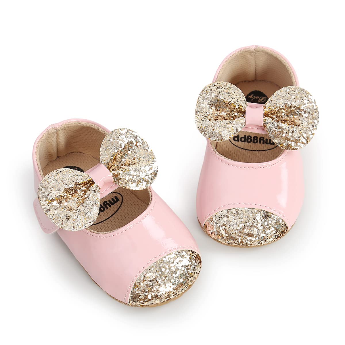 ohsofy Infant Baby Girls Mary Jane Flats Non-Slip Bowknot Princess Wedding Dress Shoes Toddler Crib Shoes