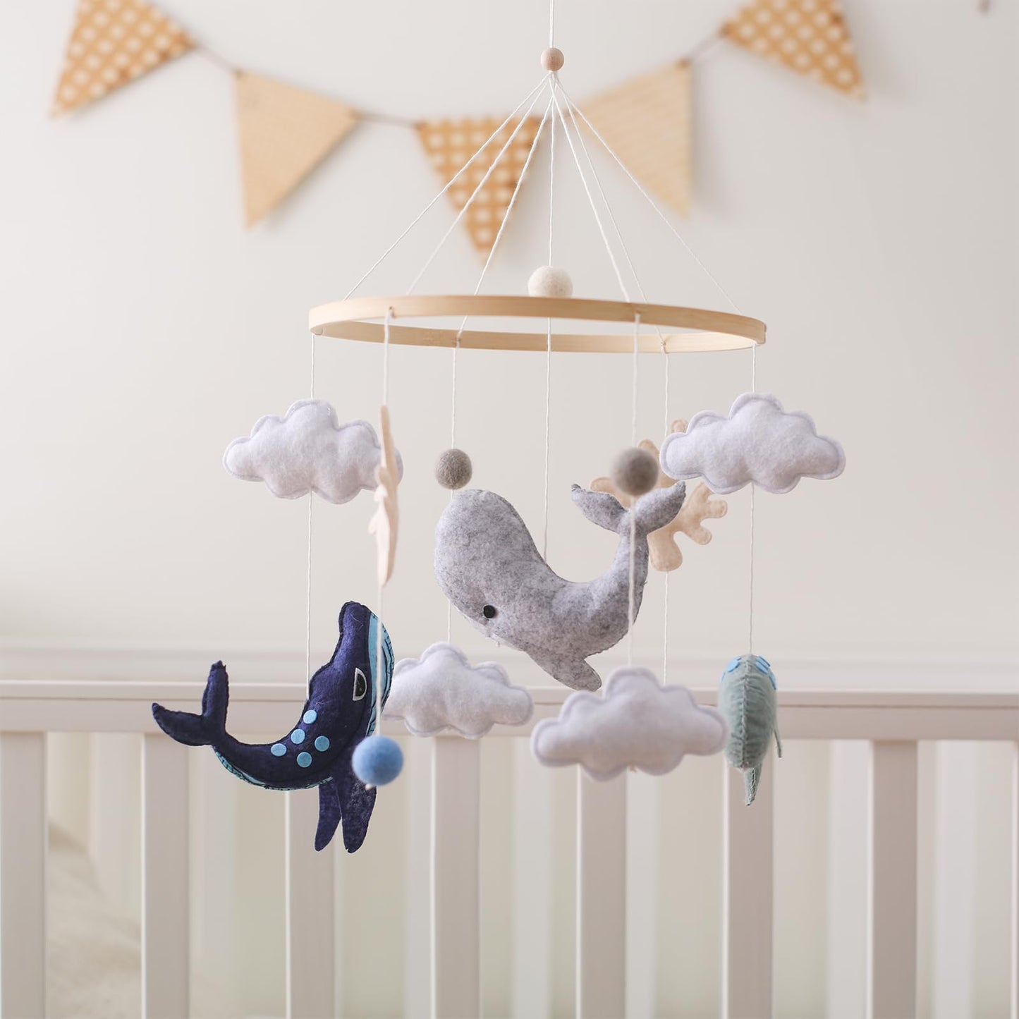 EERKEOD Baby Crib Mobile Bear Nursery Mobile for Boys Girls Teddy Velvet Mobile Nursery Decor for Infant Bedroom Hanging Baby Mobile for Bassinet Newborn Baby Gift（Brown Bear）