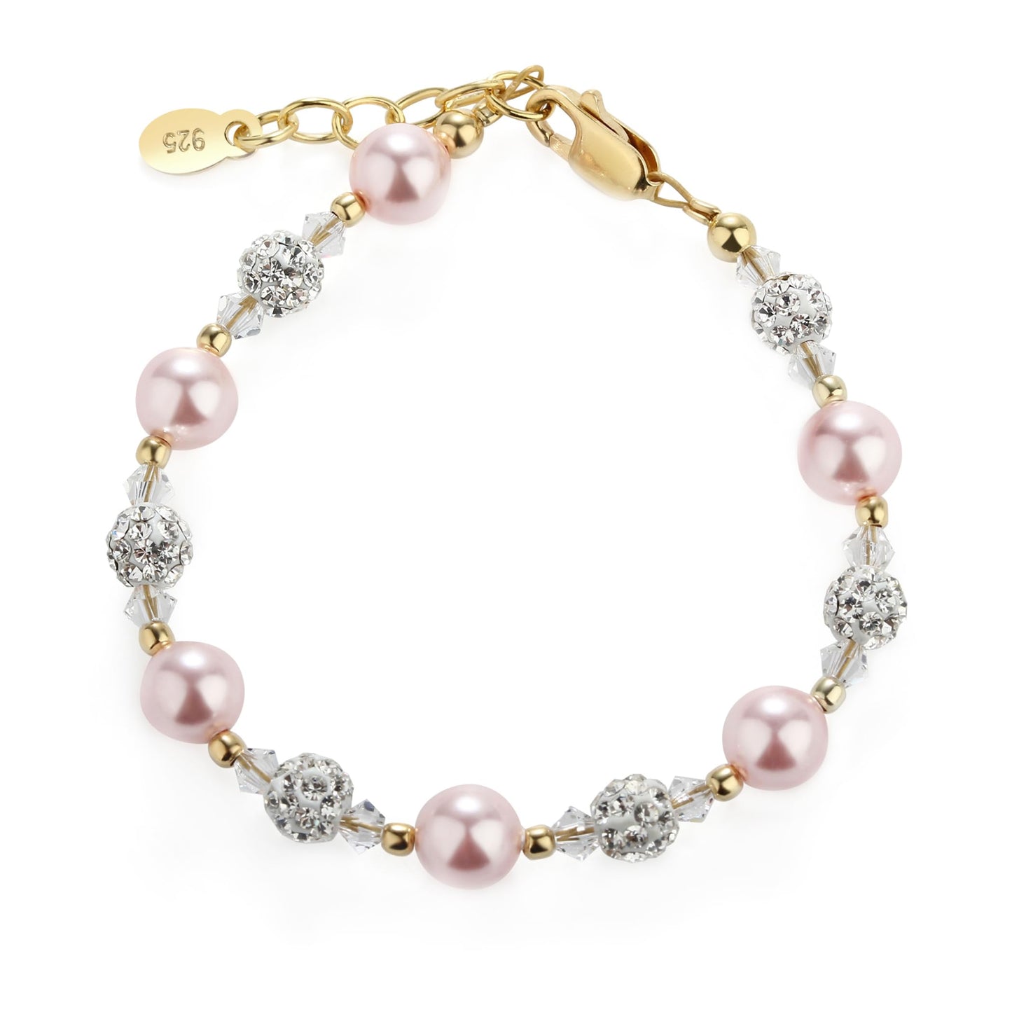 Cherished Moments Children's 14K Gold-plated or Sterling Silver Bracelet with Stardust Beads and Austrian Crystals for Babies, Infants, Toddlers, and Girls Jewelry Gifts