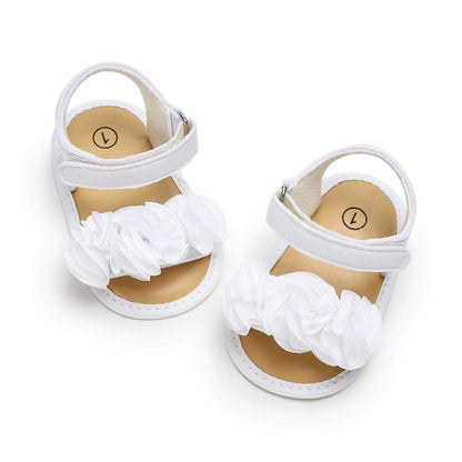 GDSDYM Infant Baby Girls Summer Sandals with Flower Bowknot Soft Sole Wedding Dress Flats Newborn First Walkers Crib Dress Shoes