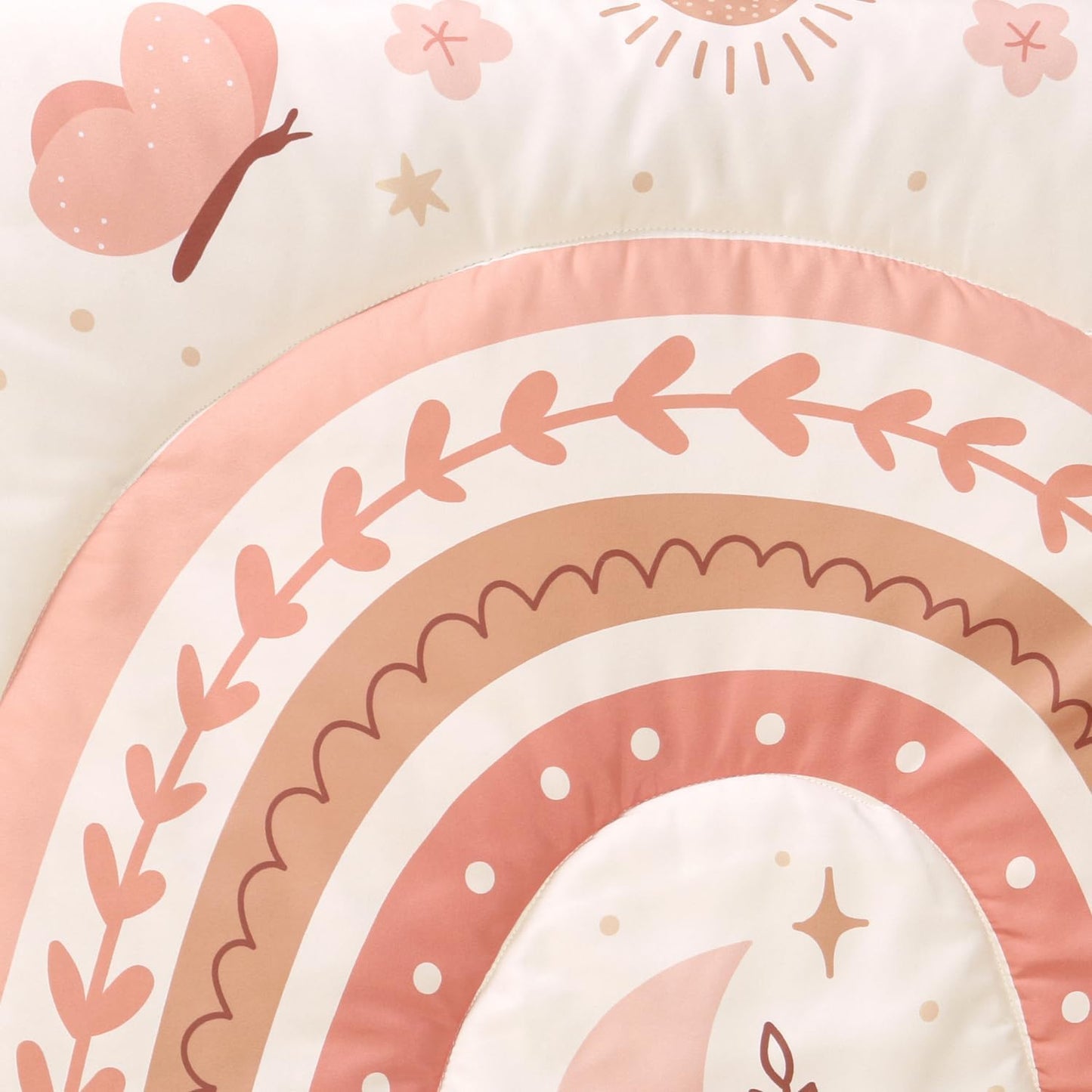 The Peanutshell 3 Piece Baby Crib Bedding Set for Girls - Newborn, Infant & Toddler Nursery Bed Set Decor with Fitted Crib Sheet, Dust Ruffle Comforter - Boho Rainbow