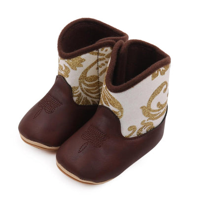 Kuner Baby Cowboy Boots Western Boots Toddler Cowboy Bootie Soft Sole Non-Slip Crib Shoes for Infant Boys Girls0-18 Months