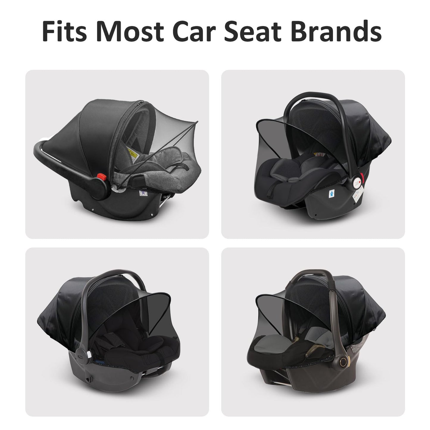 Universal Car Seat Canopy, Baby Car Seat Cover, Mosquito Net with Sunshade & Zipper - Breathable Mesh Infant Bug Net for Baby | Elastic Edge, Portable & Machine Washable