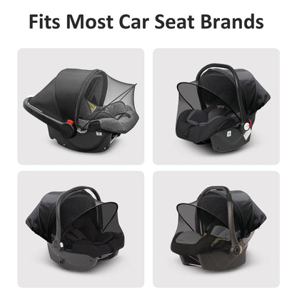 Universal Car Seat Canopy, Baby Car Seat Cover, Mosquito Net with Sunshade & Zipper - Breathable Mesh Infant Bug Net for Baby | Elastic Edge, Portable & Machine Washable