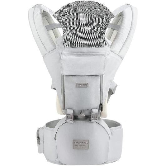 Baby Carrier, Ergonomic 6-in-1 Baby Carrier with Hip Seat for Newborn Infant Toddler, Adjustable Detachable Baby Holder Carrier for Dad Mom
