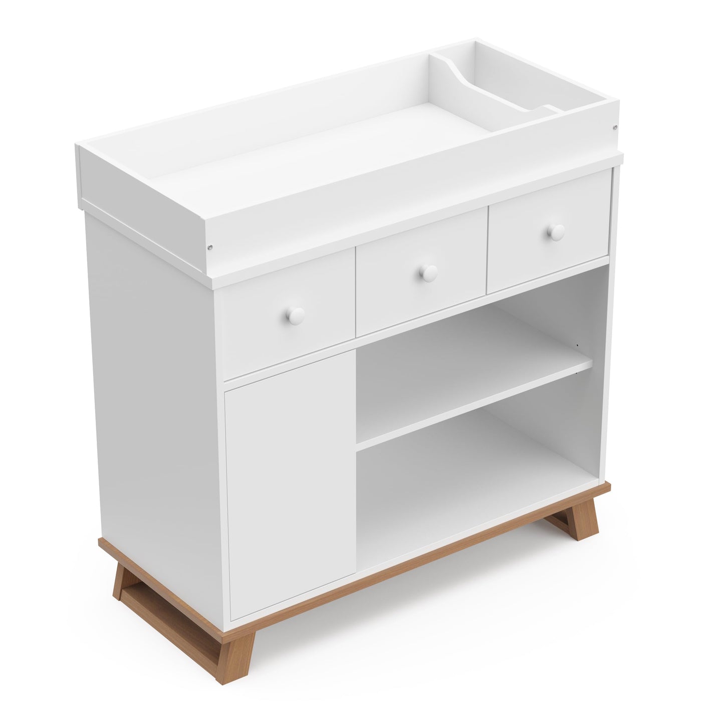 Storkcraft Modern Nursery Changing Table Dresser (White with White) – GREENGUARD Gold Certified, Dresser for Nursery, Changing Table With Drawers