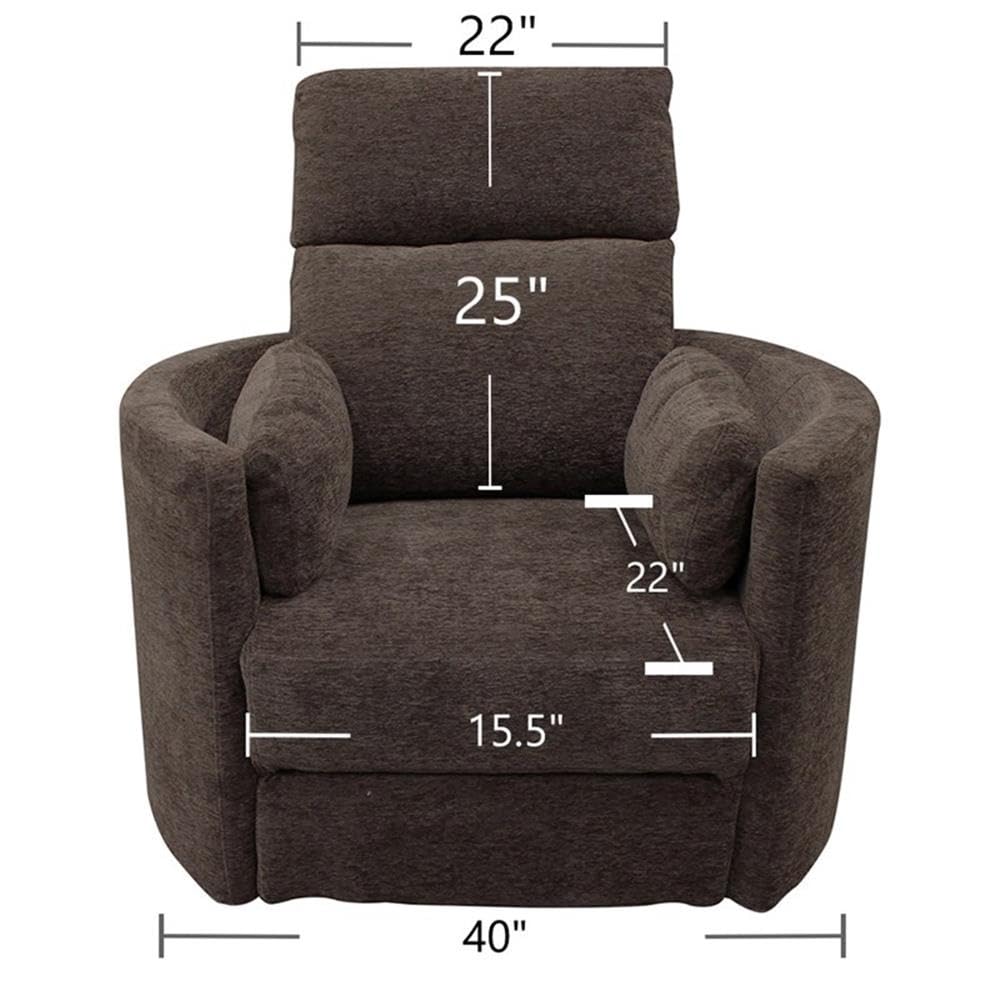 Pemberly Row Contemporary Fabric Swivel Glider Recliner in Ivory