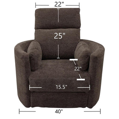 Pemberly Row Contemporary Fabric Swivel Glider Recliner in Ivory