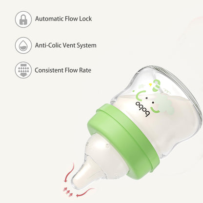 YOHKOH Glass Baby Bottles with Slow Flow Nipple, Newborn Anti-Colic Baby Bottles for 0+ Months, Wide Neck Feeding Bottle, Clear (Red, 2.7oz (Pack of 2))