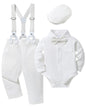 WESIDOM Baby Boy Clothes 0-18M Newborn Infant Gentleman Outfit, Shirt+Bowtie+Beret+Suspender Pant Baby boy Suit Clothing Set