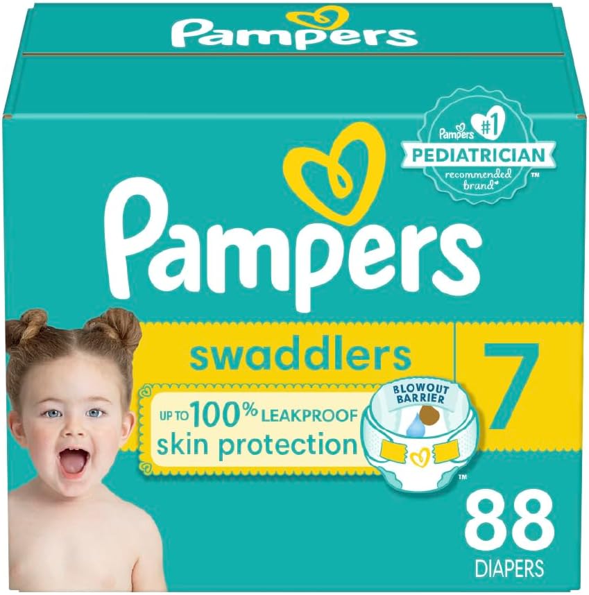 Pampers Baby Diapers - Swaddlers - Size 1, 198 Count, Ultra Absorbent Disposable Infant Diaper