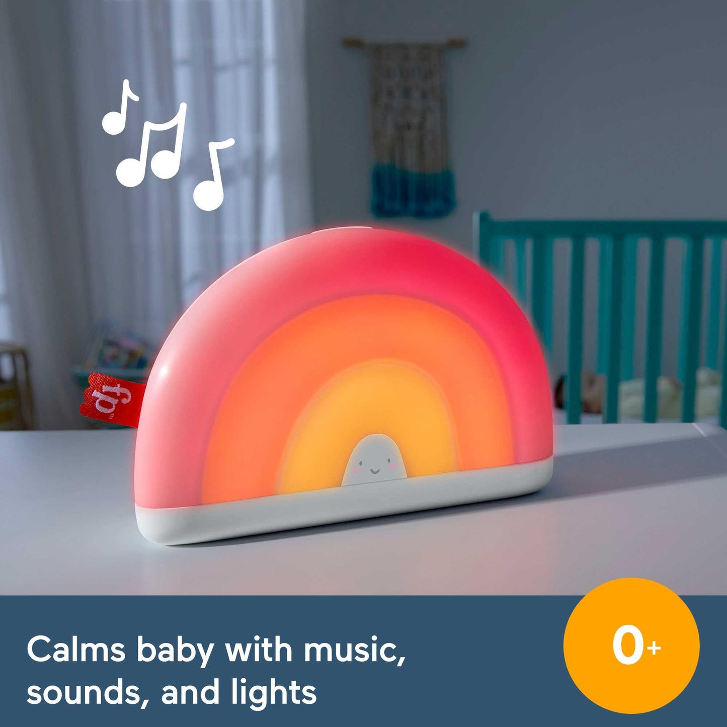 Fisher-Price Baby Toy Soothe & Glow Rainbow Sound Machine Soother with Music Lights & Timers for Newborns Ages 0+ Months