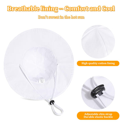 Baby Girl Sun Hat with UPF 50+ Outdoor Adjustable Beach Hat with Wide Brim Bucket Hats