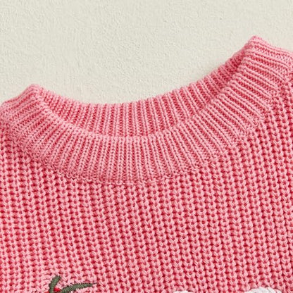 Baby Girl First Birthday Outfit One Year Old Strawberry Embroidery Knit Sweater Romper Warm Fall Winter Clothes