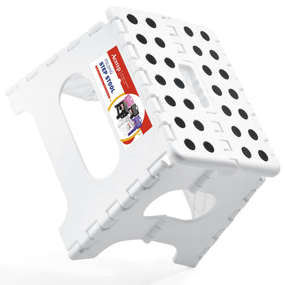 ACSTEP Folding Step Stool 9'' Tall Kids Step Stool Holds Up to 300 lb Plastic Foldable Step Stools for Kids Non-Slip Surface with Carry Handle Collapsible Stool for Home, Outdoor and Indoor(Black)