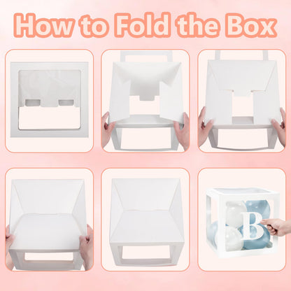 Baby Boxes with Letters for Baby Shower Decorations, Gender Reveal with 4 Pastel Balloon Boxes