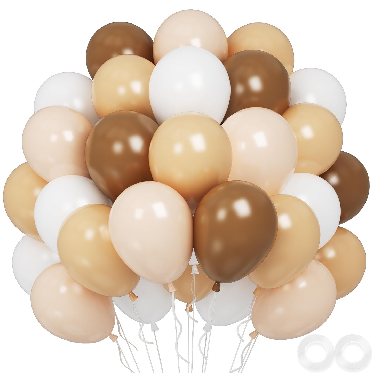 Beige Balloons, 60 PCS 12 Inch Cream Nude Sand White Clear Latex Birthday Balloons for Birthday Baby Shower Wedding Party Decorations