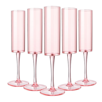 DI QIU REN 12 Pcs Acrylic Champagne Flutes, 6 OZ Clear Plastic Champagne Glasses, Unbreakable Reusable Shatterproof Stemmed Champagne Flutes Glass, Wedding Toasting Flutes for Party Wedding Holiday