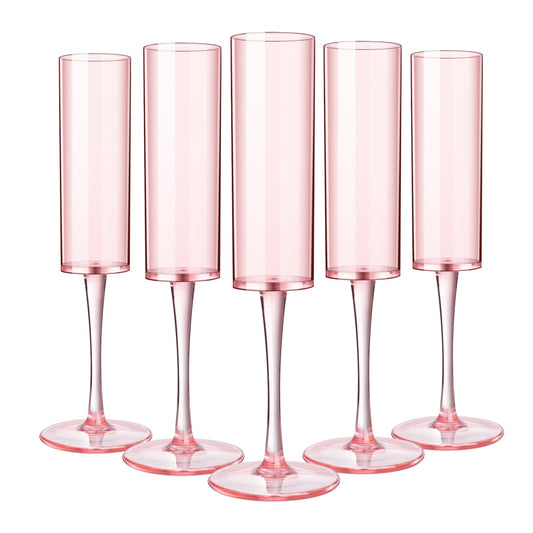DI QIU REN 12 Pcs Acrylic Champagne Flutes, 6 OZ Clear Plastic Champagne Glasses, Unbreakable Reusable Shatterproof Stemmed Champagne Flutes Glass, Wedding Toasting Flutes for Party Wedding Holiday
