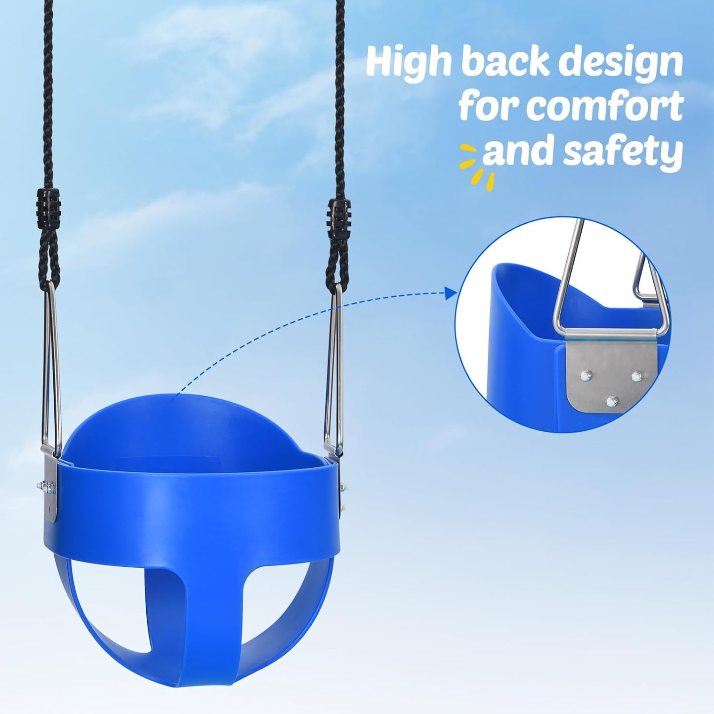 Trekassy Swing Sets for Backyard, 440lbs Heavy Duty A-Frame Metal Swing Stand with 1 Saucer Swing and 1 Toddler Swing, Outdoor Kids Play Equipment for Playground, Playset