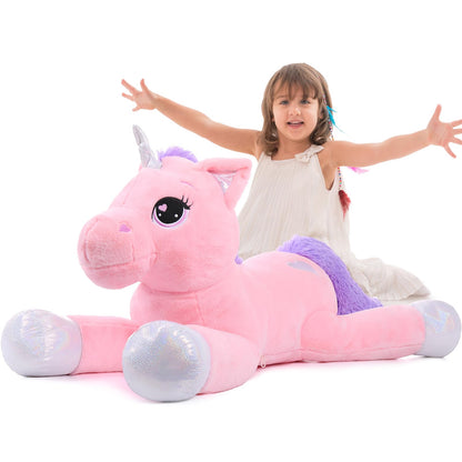 43" Giant Unicorn Stuffed Animal, Unicorn Plush Pillow Toys Big Plushy Fluffy, Gift for Girls Kids Boys Girlfriend, White & Purple