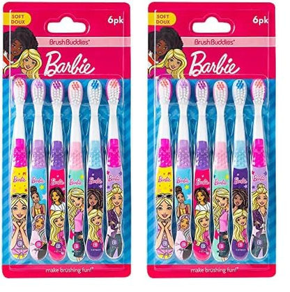 Brush Buddies 6 Pack Barbie Toothbrushes for Kids, Children's Toothbrushes, Soft Bristle Toothbrushes for Kids