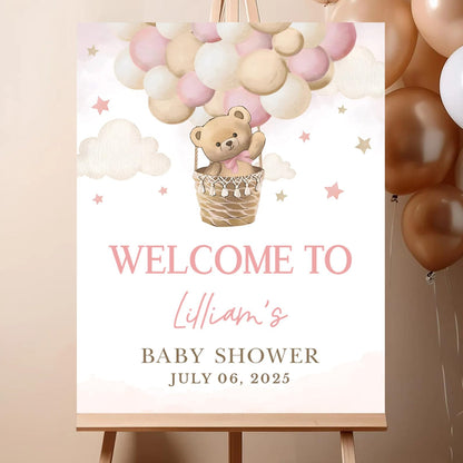 Personalized We Can Bearly Wait Baby Shower Welcome Sign, Welcome to Baby Shower Sign - Teddy Bear & Balloon Theme Décor #5