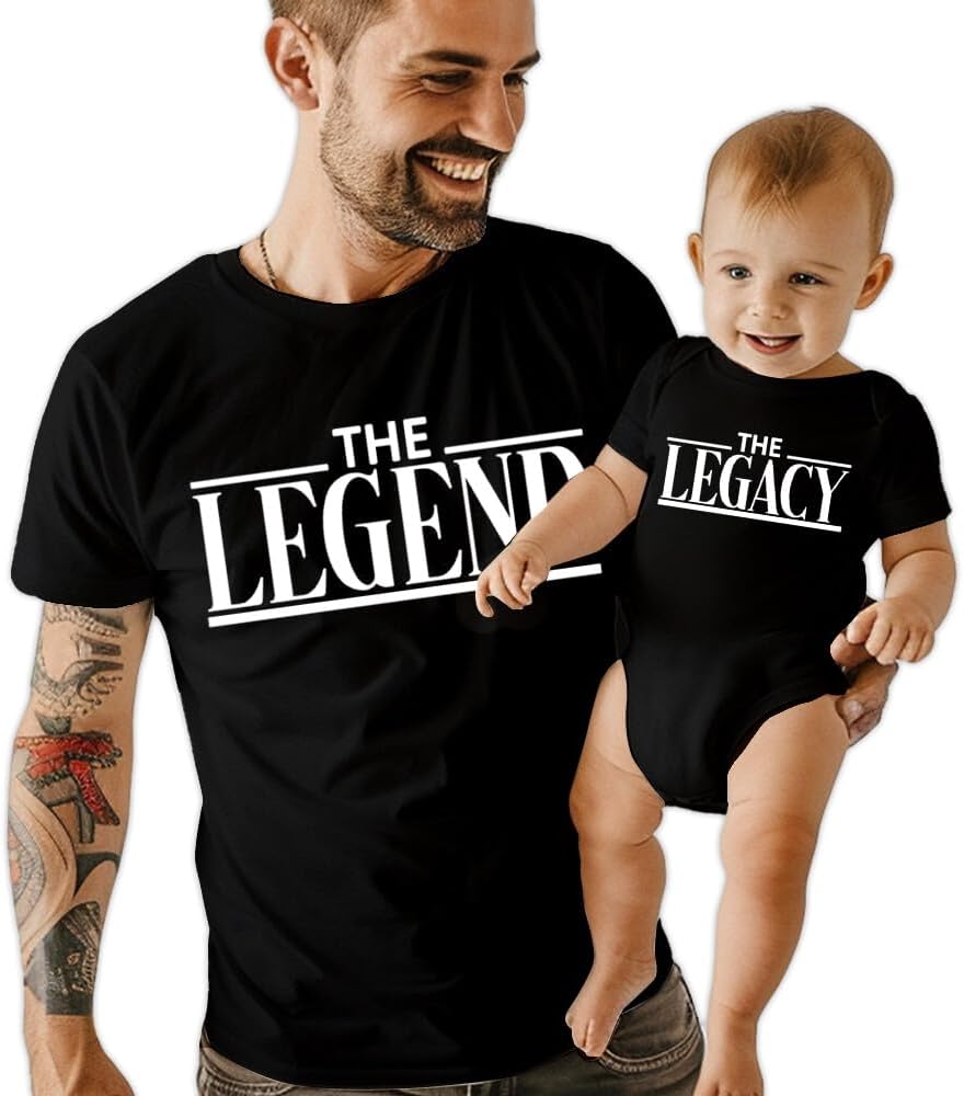The Legend The Legacy - Personalized Dad & Baby Matching Outfits - Son & Daughter Shirts - First Time Dad & Baby Matching Set