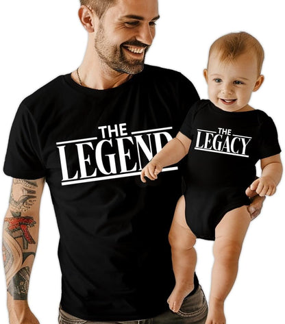 The Legend The Legacy - Personalized Dad & Baby Matching Outfits - Son & Daughter Shirts - First Time Dad & Baby Matching Set