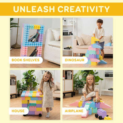 Giant Plastic Blocks Jumbo, Big Blocks, Jumbo Blocks, Big Building Blocks Jumbo, Giant Blocks, Huge Blocks, Jumbo Building Blocks, 86 Pieces Large Blocks for Kids Ages 1 to 8 86 pcs blocks with wheels