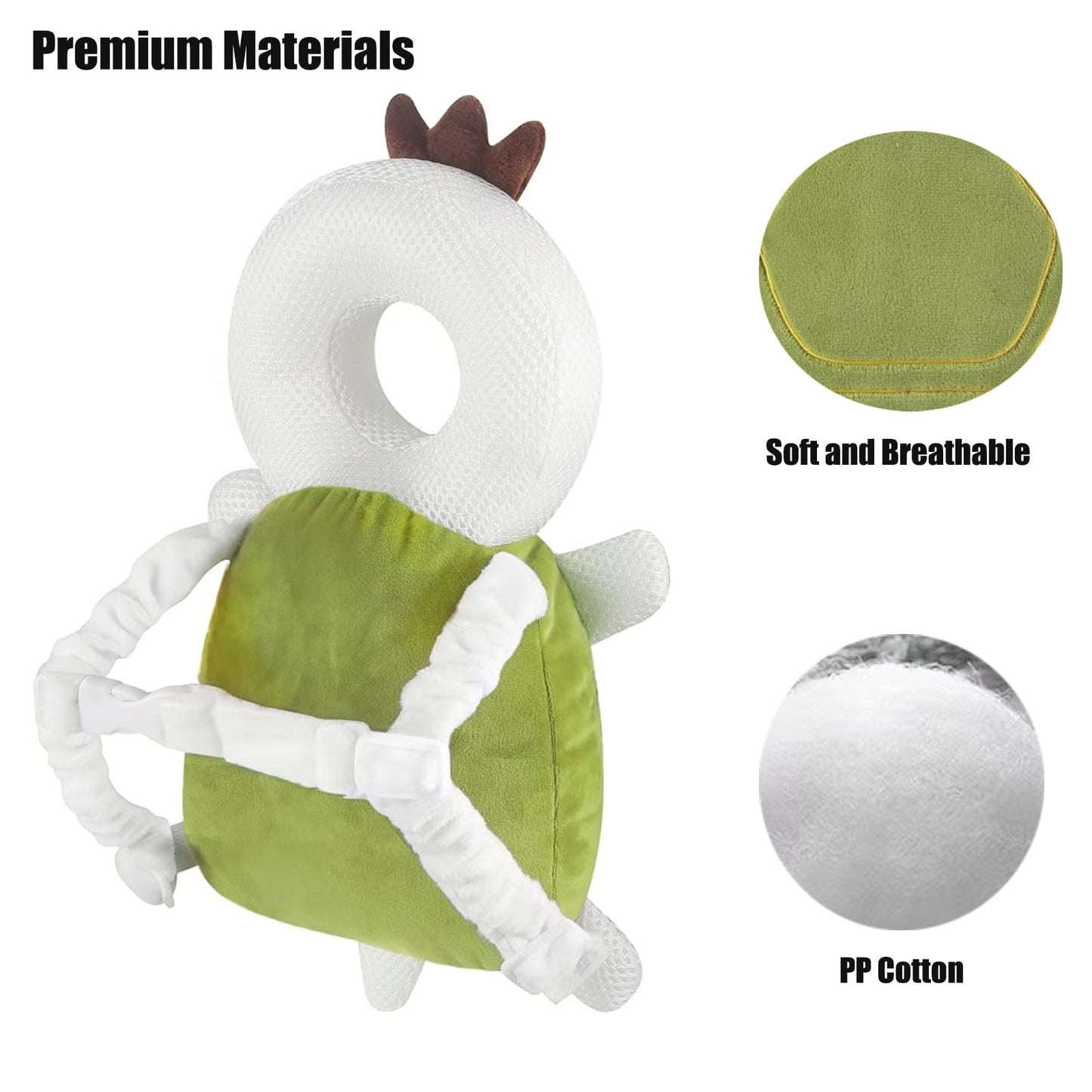 PandaEar Baby Head Protection Backpack Toddler Adjustable Walking Head Protector, Head Protection Backpack Wear Safety Pad for Falling Crawling and Walking (Green)