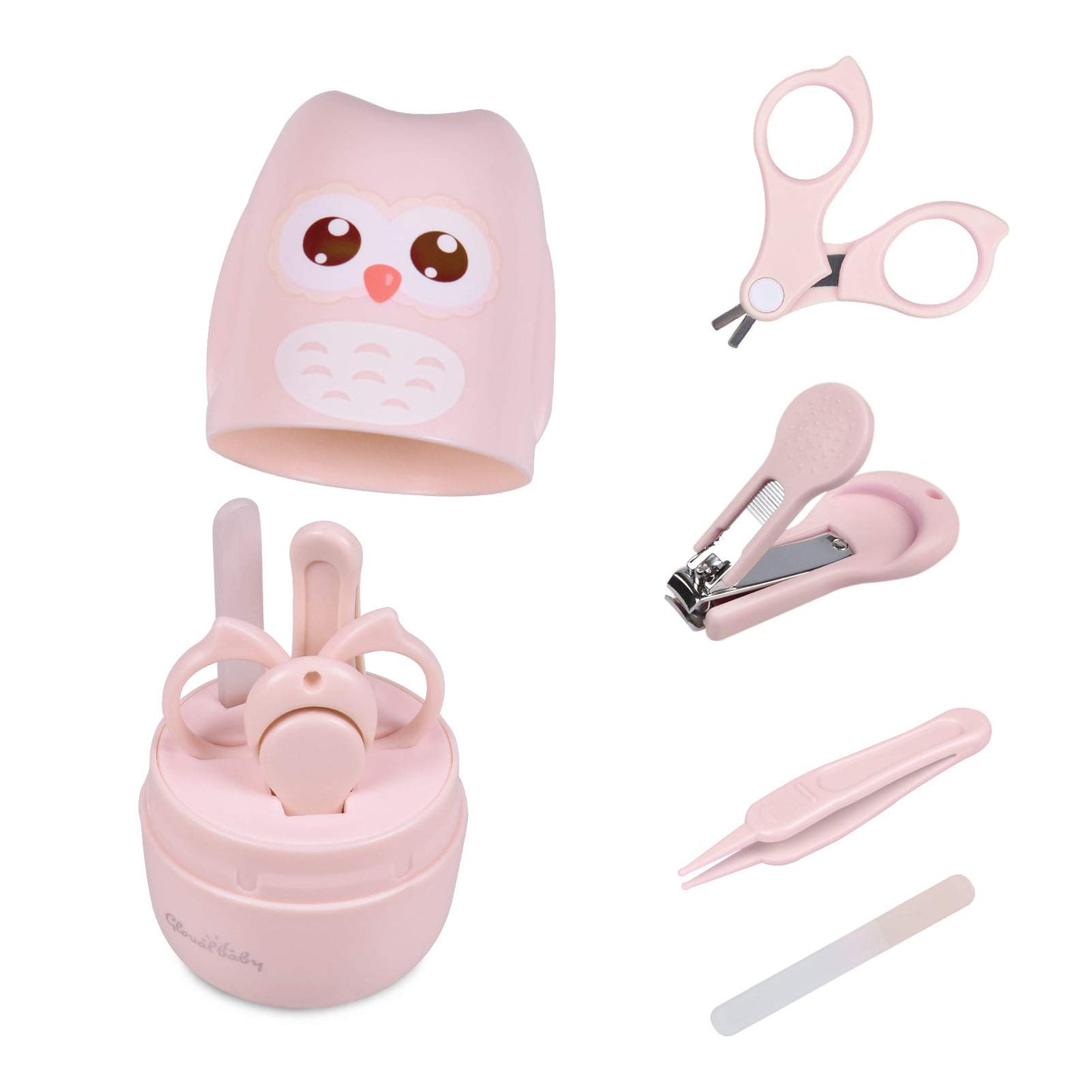 Baby Nail Kit, Baby Manicure Kit and Pedicure with Cute Owl Shape Case. Baby Nail Clipper, Scissor, Nail File & Tweezer for Newborn, Infant & Toddler, Mothers Day Gifts(Green)
