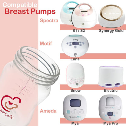Nenesupply Natural Baby Bottles Newborn Feeding Bottles Slow Flow Breastfeeding Bottle for Breastfed Babies Wide Neck 9oz Anti Colic Level 2 Nipple for 1+ Month Infant Replace Spectra Bottle Pumping