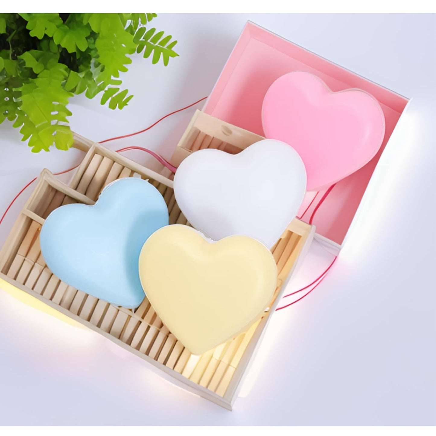 Cute Night Lights, Heart Shape Nursery Nightlight with Light Sensors, Auto Dusk to Dawn Sensor, Soft Warm White, Ideal Nightlight for Bedroom, Bathroom, Hallway, Kitchen (Blue)